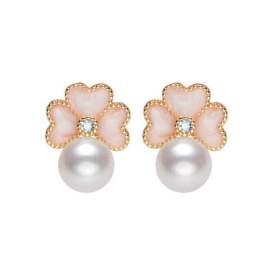 Cherry Blossom Pearl Studs Earrings