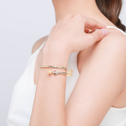 Golden Snake Pearl Bracelet