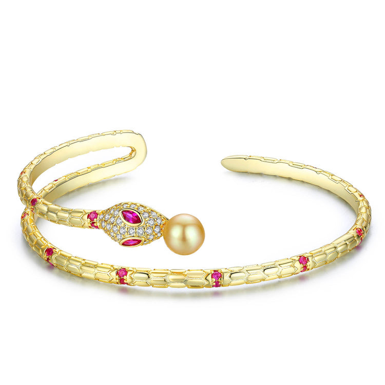 Golden Snake Pearl Bracelet