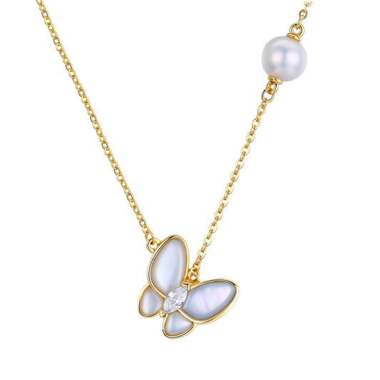 Playful Butterfly Edison Pearl Necklace