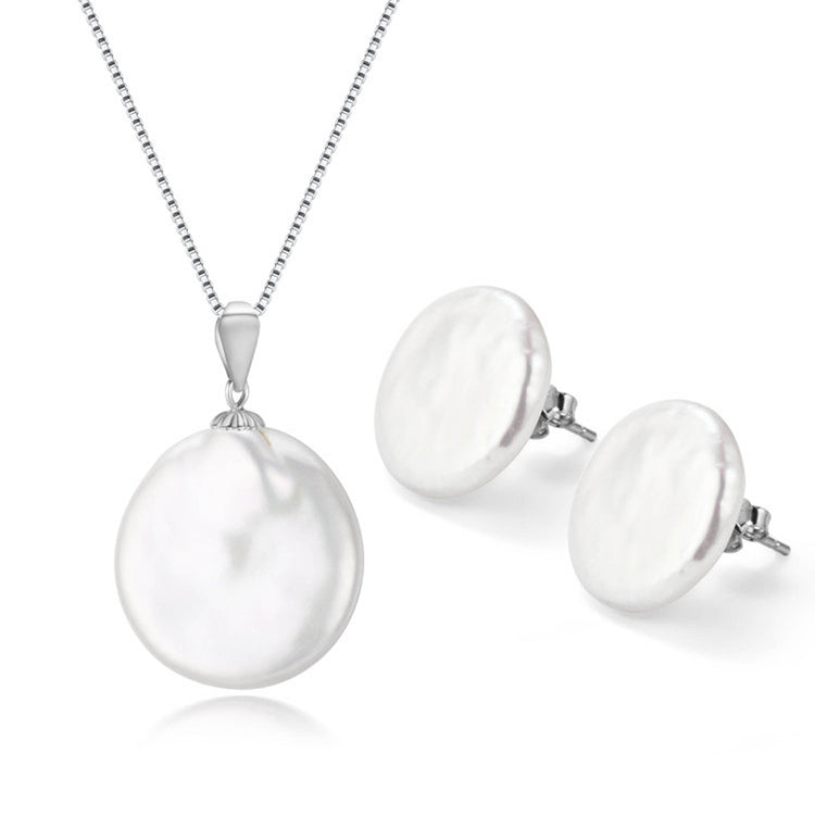 Lucky Coin Pearls Earrings & Necklace Gift Set
