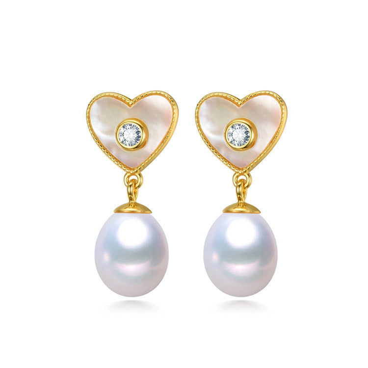 Hearts of Splendor Pearl Studs Earrings