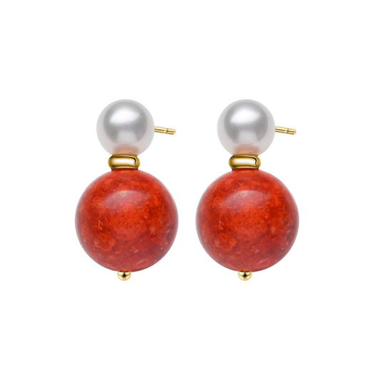Luck and Love Coral Pearl Earrings