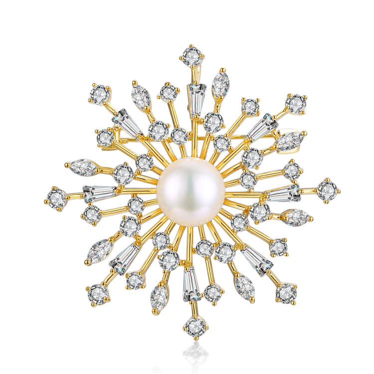 Snowflake Edison Pearl Brooch