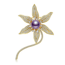 Starflower Edison Pearl Brooch adding luminous detail to a contemporary coat or sweater