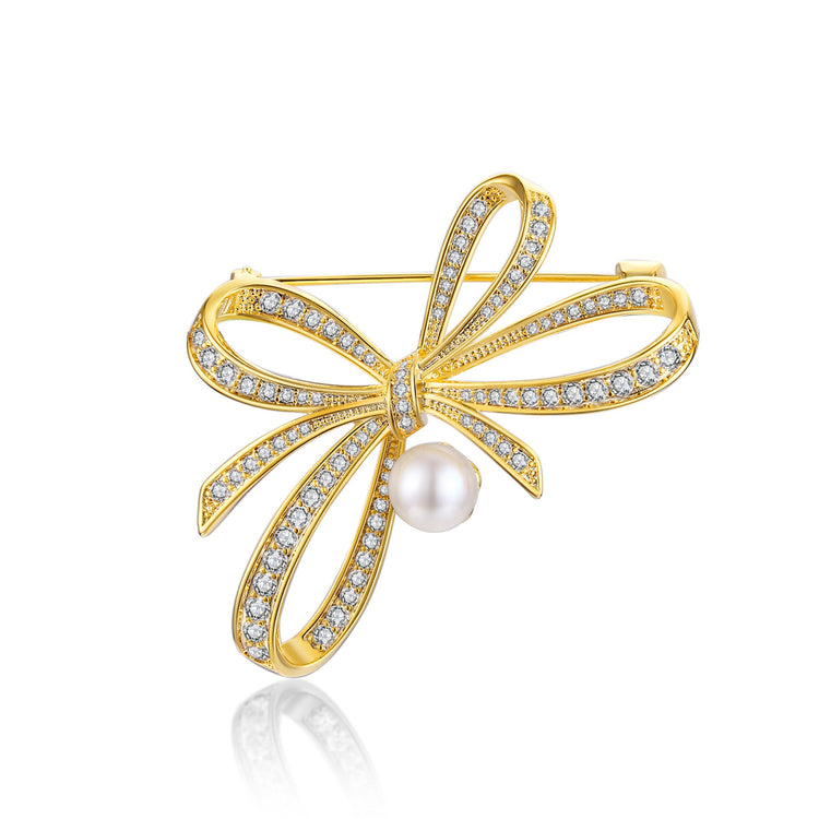 Bow Pearl Brooch