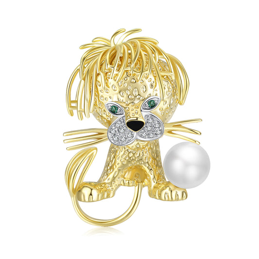 Lion Cub Pearl Brooch