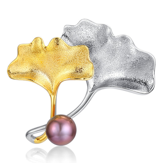 Elephant Leaves Edison Pearl Brooch
