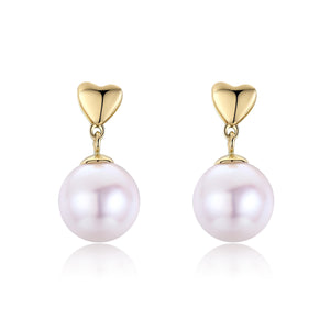 G18k Heart Post Edison Pearl Earrings