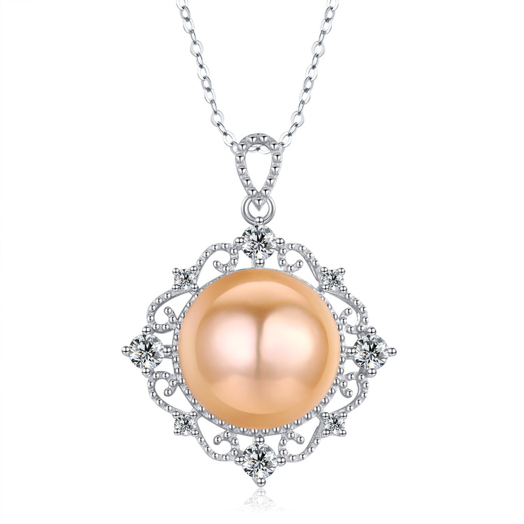 Tangerine Filigree Edison Pearl Necklace