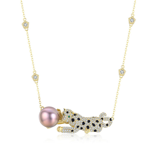 Hailey Leopard Edison Pearl Necklace
