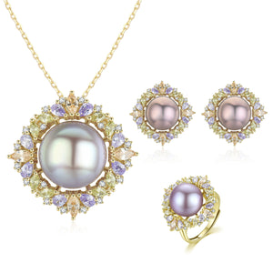 Sparkling Season Edison Pearl Earrings & Necklace & Ring Set