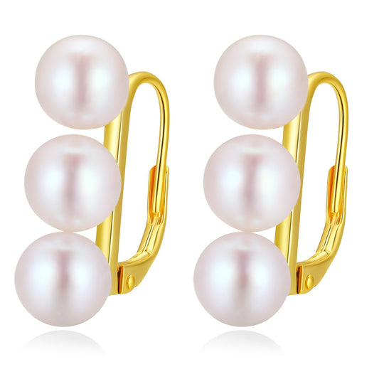 Tri-Pearl Hoops Earrings