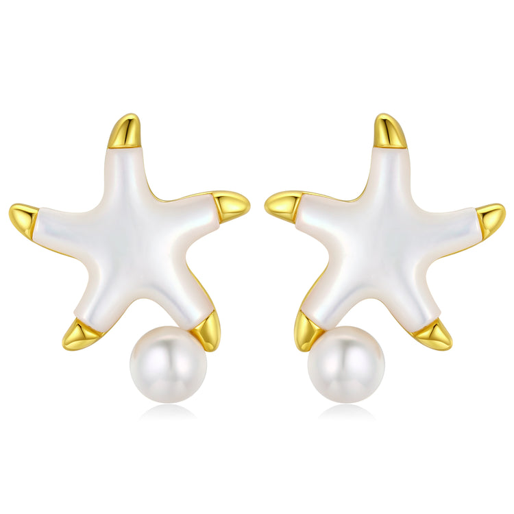 Starfish Edison Pearl Studs Earrings