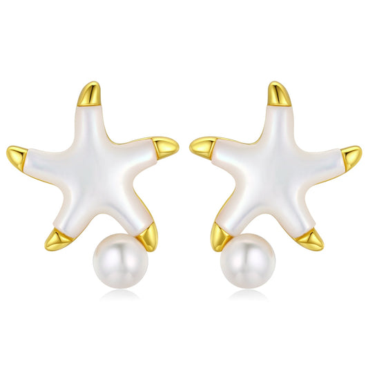 Starfish Edison Pearl Studs Earrings