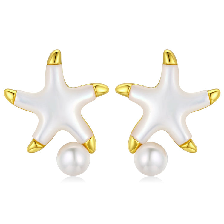Starfish Edison Pearl Studs Earrings