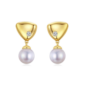 Abstract Pearl Drop Earrings
