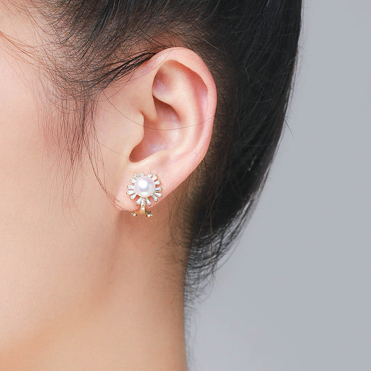 Sunburst Pearl Clip-On Earrings