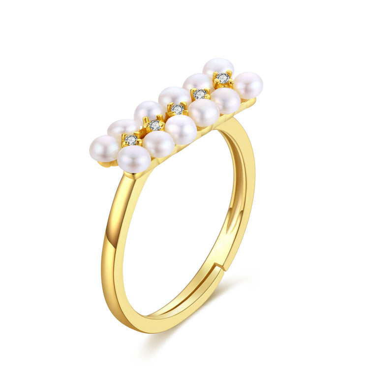 Gold Pearl Bar Ring