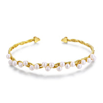 Pearls and Rope Bracelet elegant pearl bracelet with gold rope accents perfect for weddings and anniversaries