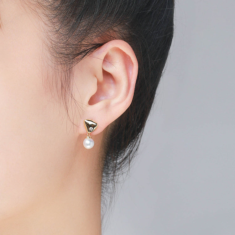Abstract Pearl Drop Earrings