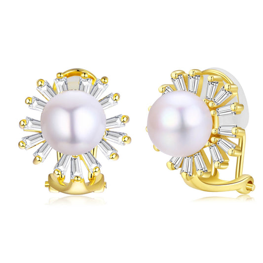 Sunburst Pearl Clip-On Earrings