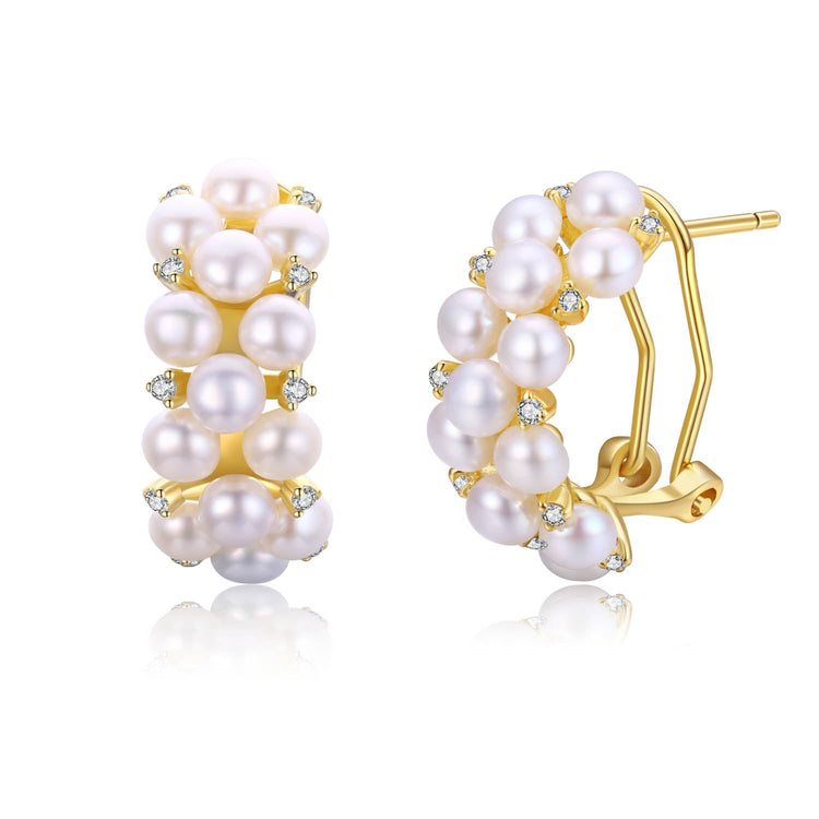 Pearl Cluster Half Hoop Earrings