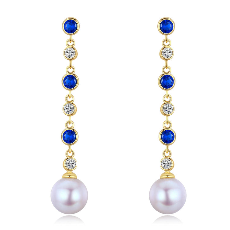 Blue Rain Drop Pearl Earrings