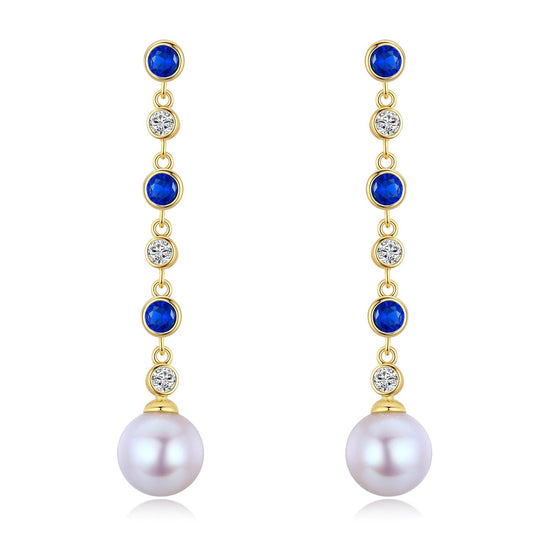 Blue Rain Drop Pearl Earrings