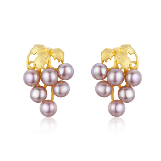 Golden Grapes Pearl Studs