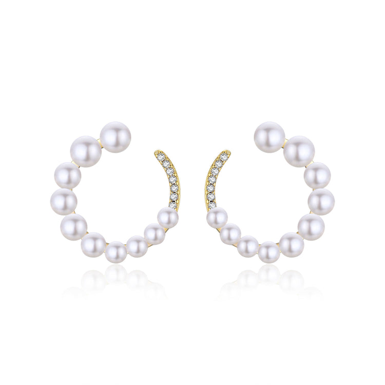 Spiral Circle Pearl Earrings