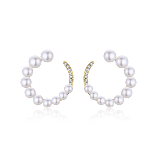 Spiral Circle Pearl Earrings