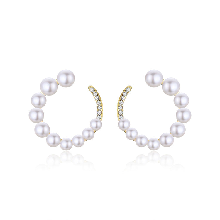 Spiral Circle Pearl Earrings