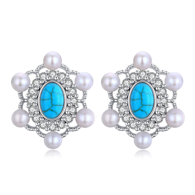 Elegant Turquoise Pearl Earrings