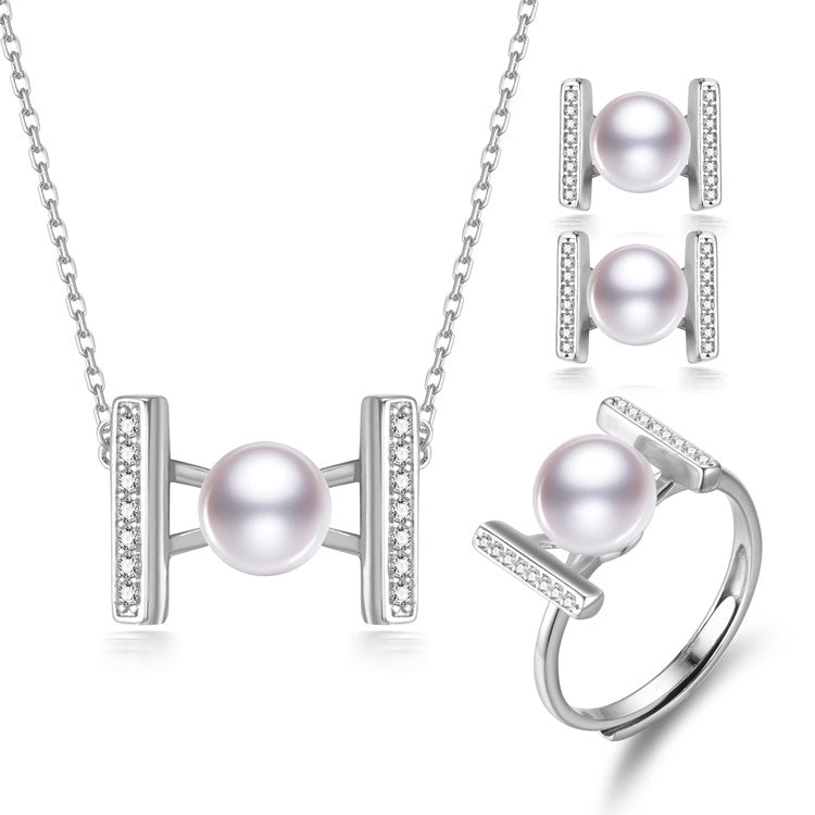 Forever & Always Pearl Earrings & Necklace & Ring Set