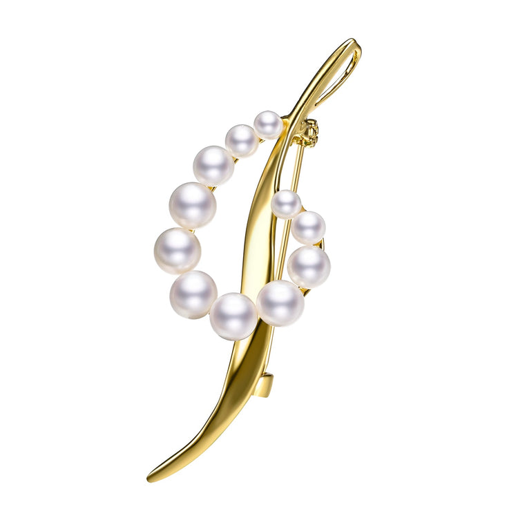 Golden Musical Note Melody Of Life Freshwater Pearl Brooch