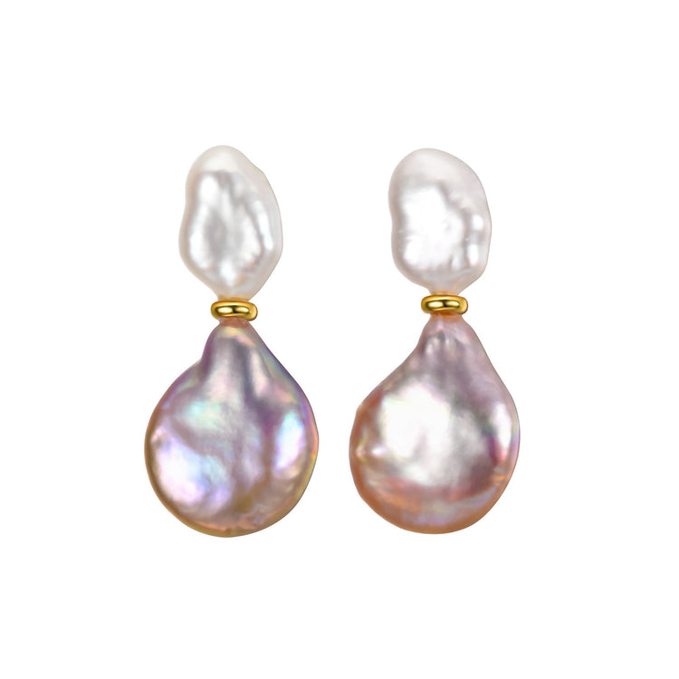 Stylish Stunning Double Petal Baroque Pearl Earrings