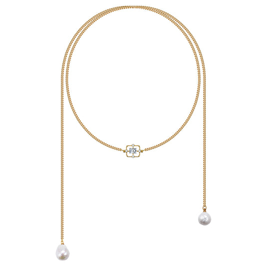 Gemini Double White Baroque Pearl Necklace
