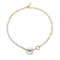 Jade and Pearls Golden Chain Modern Statement Necklace elegant pearl jewelry Mother’s Day gift