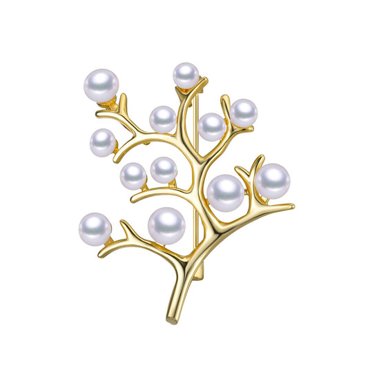 Golden Tree Of Life Elegant Pearl Brooch