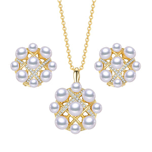 Elegant Freshwater Pearl Jewelry Earrings And Necklace Set