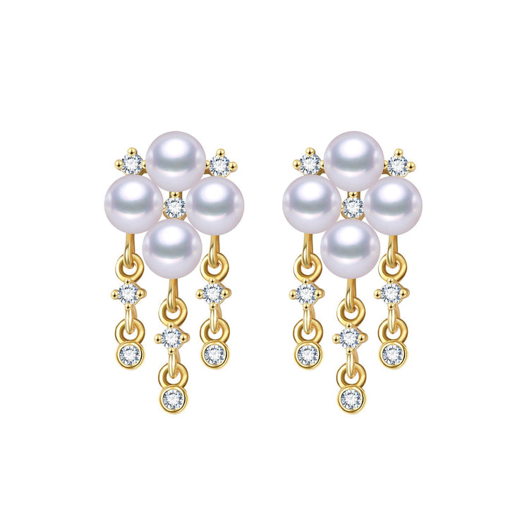 Sparkling Dangling Pearl Earrings