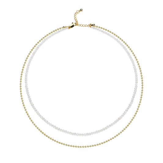 Forever Elegance Silver 3mm Freshwater Pearl Necklace