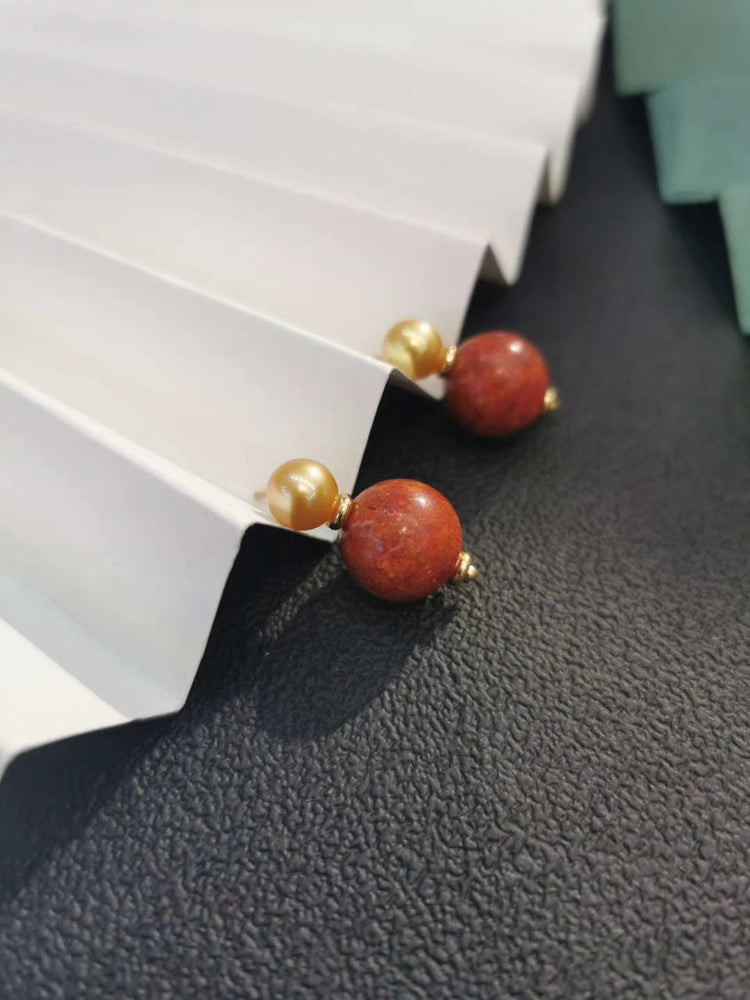 Luck and Love Coral Pearl Earrings