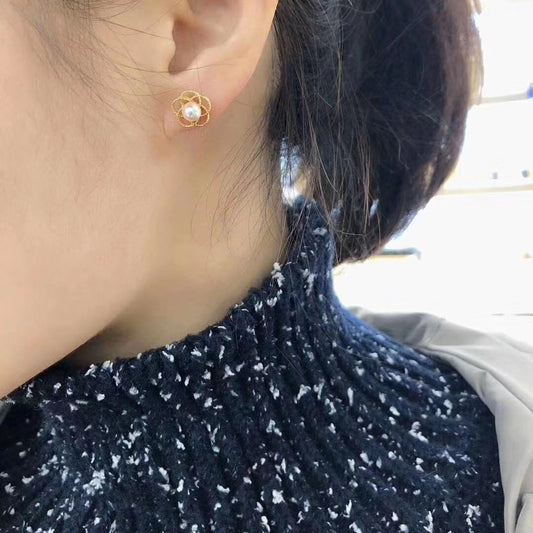 Akoya Flower Pearl Earrings