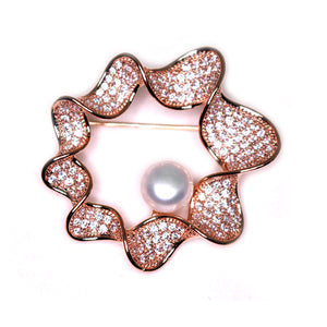 Ocean Wave Pearl Brooch