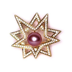 Golden Super Star Edison Pearl Brooch