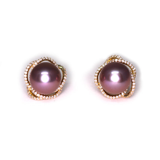 Mystery Purple Flower Edison Pearl Earrings - Timeless Pearl