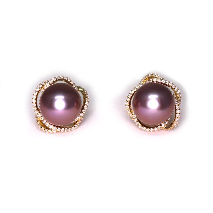 Mystery Purple Flower Edison Pearl Earrings - Timeless Pearl