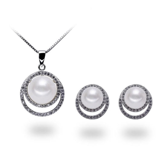 Full Moon Necklace & Earrings Set - Timeless Pearl